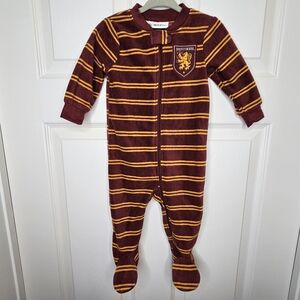 NWOT Harry Potter Gryffindor Fleece Footie Pajamas Baby 6-12M Wine Yellow Cozy